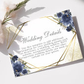 Nazeblauw Floral Gold Geometric Wedding - Gegevens Informatiekaartje