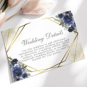 Nazeblauw Floral Gold Geometric Wedding - Gegevens Informatiekaartje