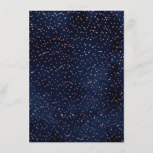 Nazeblauw Roos Gold-geprinte Confetti - Gegevens Informatiekaartje (Achterkant)