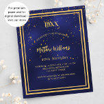 Nazeblauwe goudprijs verjaardagsfeestdag flyer<br><div class="desc">Let op: deze uitnodiging is op flyer paper en erg dun. Enveloppen zijn niet inbegrepen. Ga naar onze winkel voor nog meer dikkere uitnodigingen (hetzelfde ontwerp). Een donkerblauwe, marineblauwe achtergrond. De blauwe kleur is ongelijk. Met een gouden lijst en gouden confetti sprinkle, gouden gekleurde letters. Personaliseer en voeg geboortejaar, naam,...</div>