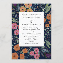 Nazeblauwe oranje roze bloemen lentebruiloft