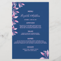 Nazeblauwe roze bloementrouwmenu