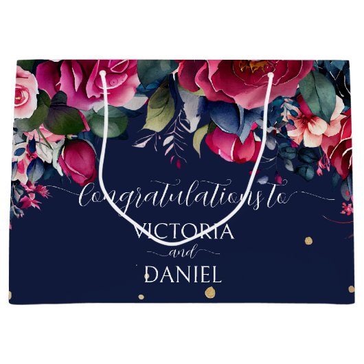 Nazeblauwe roze roze bruine bruine rozen bruiloft groot cadeauzakje (Voorkant)