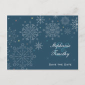 Nazeblauwe sneeuwvlokken winterbruiloft met behoud aankondigingskaart (Voorkant)