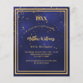 Nazeblauwe verjaardagsfeestdag begrotingsuitnodigi (Voorkant)