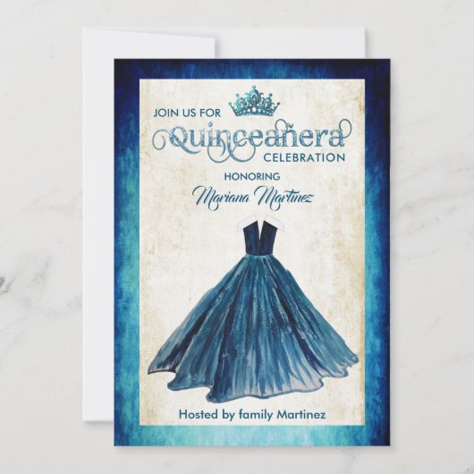 Nazeblauwe Waterverf handgetrokken kogeljurk Kaart (Voorkant)