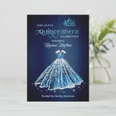 Nazeblauwe Waterverf handgetrokken kogeljurk Kaart (Staand voorkant)