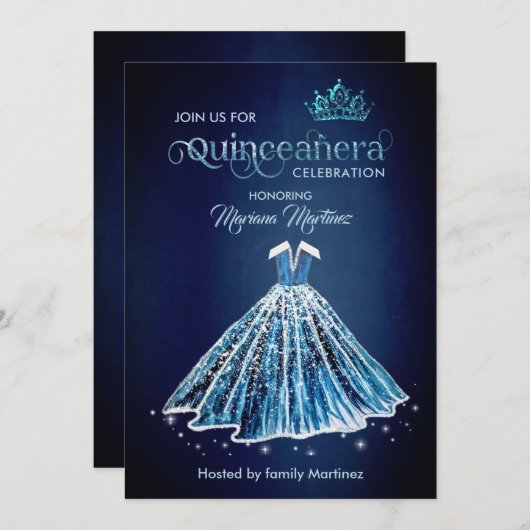 Nazeblauwe Waterverf handgetrokken kogeljurk Kaart (Voorkant / Achterkant)