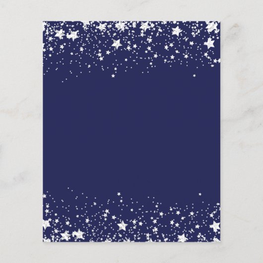 Nazeblauwe zilveren sterren budget huwelijksuitnod flyer (Achterkant)