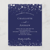 Nazeblauwe zilveren sterren budget huwelijksuitnod flyer (Voorkant)