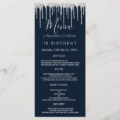 Nazeblauwe zilverglitterdruppels Birthday Programm Programmakaart (Voorkant)