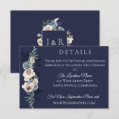 Nazebruin Champagne Floral Wedding Details Kaart (Voorkant / Achterkant)