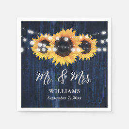 Nazebruin hout met zonnebloempjes servet