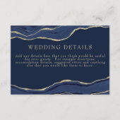 Nazebruin marmer Agate Gold Glitter Wedding Detail Informatiekaartje (Voorkant)