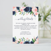 Nazebruin-roze Waterverf Floral Wedding Details Kaart (Staand voorkant)