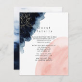 Nazeemacht en Blush Waterverf Wedding Guest - Gege Informatiekaartje (Voorkant / Achterkant)