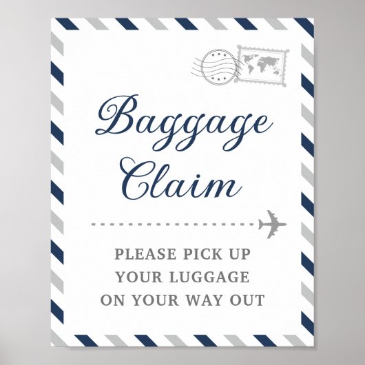 Nazegrijze bagage-eis Reisvliegtuig Favor Table Poster (Voorkant)