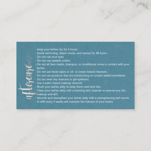 Nazorg instructies Brow Microblading Blue Grey Visitekaartje (Achterkant)