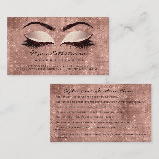 Nazorg Instructies Lashes Vonk Glitter Blush Visitekaartje (Voorkant / Achterkant)