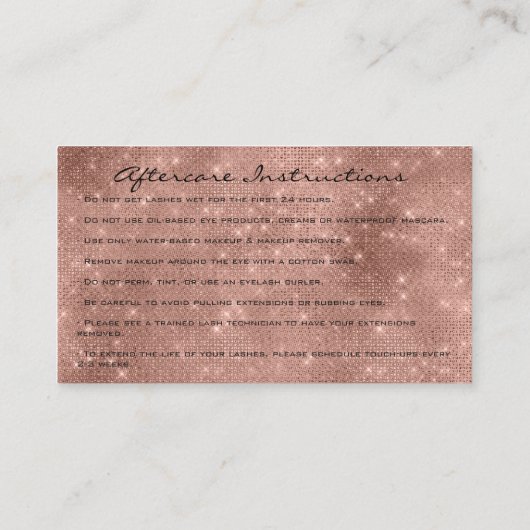 Nazorg Instructies Lashes Vonk Glitter Blush Visitekaartje (Achterkant)