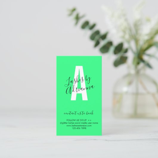 Nazorg voor Lash Extension Neon Green Visitekaartje (Staand voorkant)