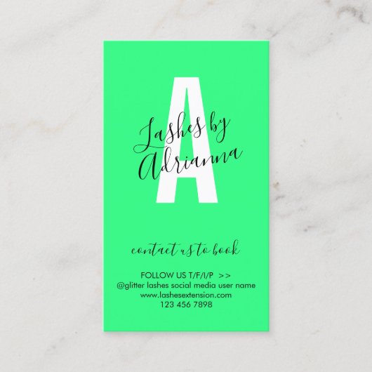 Nazorg voor Lash Extension Neon Green Visitekaartje (Voorkant)