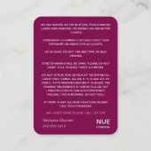 Nazorginstructie Logo vrouwen Body Bourgogne Visitekaartje (Achterkant)