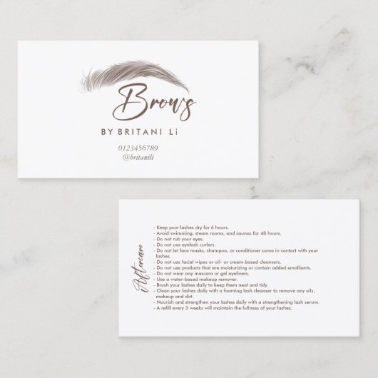 Nazorginstructies Brow Logo Microblade Busine Visitekaartje (Voorkant / Achterkant)