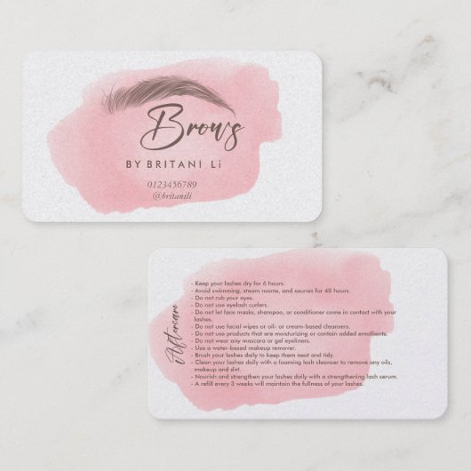 Nazorginstructies Brow Logo Microblade Busine Visitekaartje (Voorkant / Achterkant)