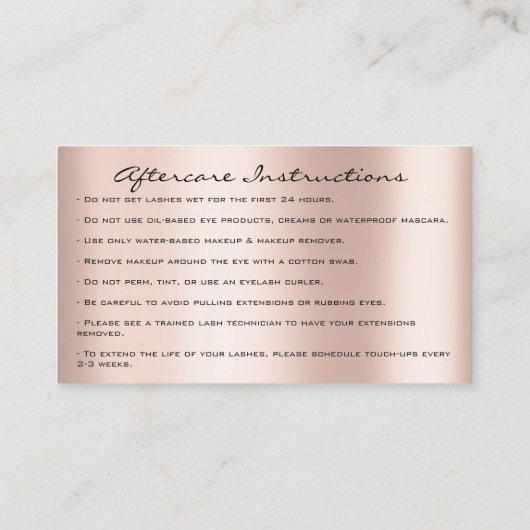 Nazorginstructies Brows Crown Microblading Visitekaartje (Achterkant)