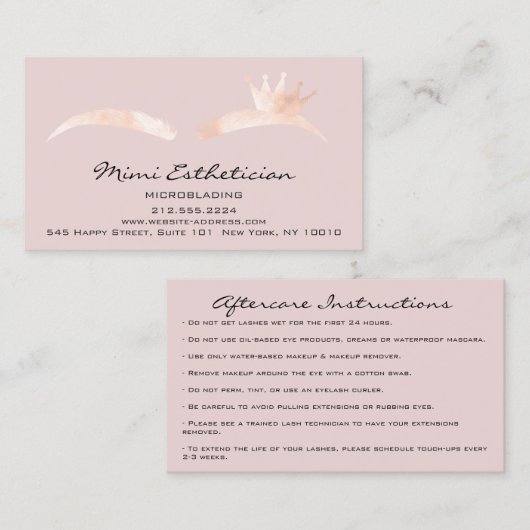 Nazorginstructies Eyebrow Crown Microblading Visitekaartje (Voorkant / Achterkant)