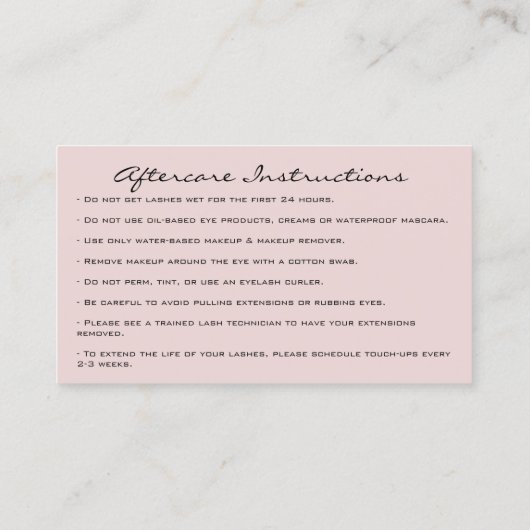 Nazorginstructies Eyebrow Crown Microblading Visitekaartje (Achterkant)