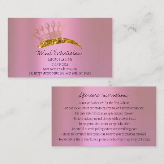 Nazorginstructies Eyebrow Crown Roos Gold Visitekaartje (Voorkant / Achterkant)