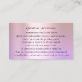 Nazorginstructies Eyebrow Crown Roos Lavender Visitekaartje (Achterkant)