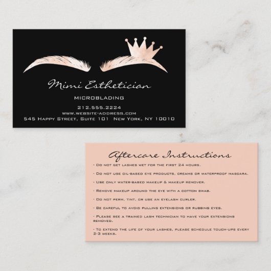 Nazorginstructies Eyebrow Logo-microblade Visitekaartje (Voorkant / Achterkant)