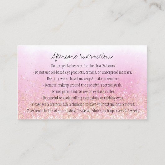 Nazorginstructies Eyebrow Roos Gold Logo Visitekaartje (Achterkant)