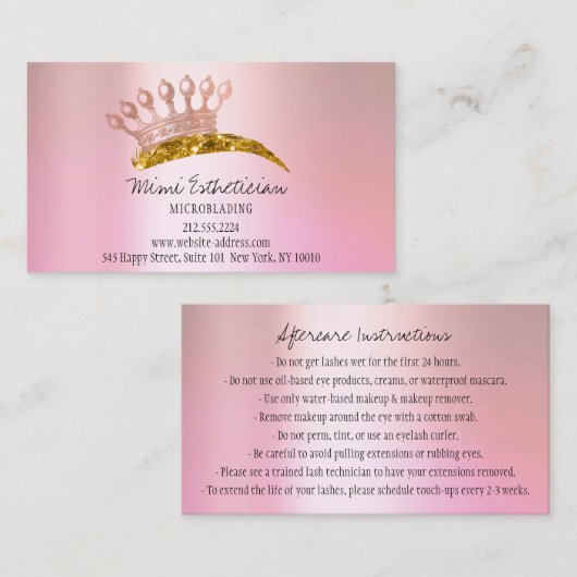 Nazorginstructies Eyebrow Roos Roze goud Visitekaartje (Voorkant / Achterkant)