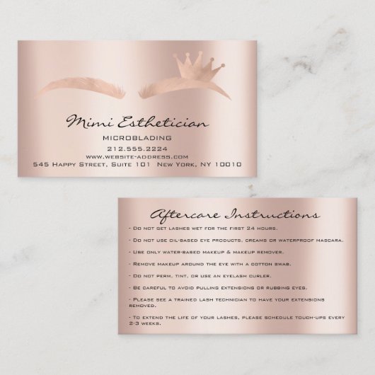 Nazorginstructies Eyebrow Ros Microblade Logo Visitekaartje (Voorkant / Achterkant)