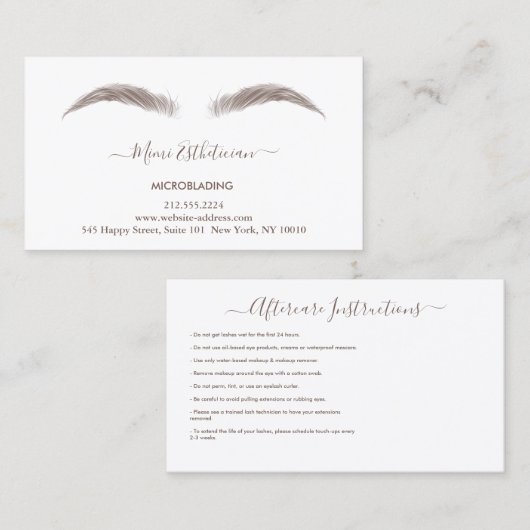 Nazorginstructies Eyebrow Ros Microblade Logo Visitekaartje (Voorkant / Achterkant)