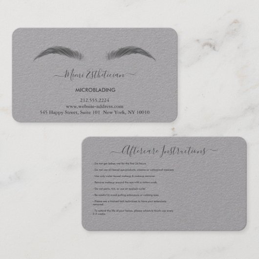 Nazorginstructies Eyebrow Ros Microblade Logo Visitekaartje (Voorkant / Achterkant)