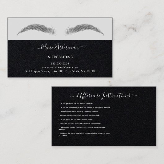 Nazorginstructies Eyebrow Ros Microblade Logo Visitekaartje (Voorkant / Achterkant)