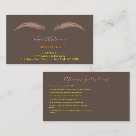 Nazorginstructies Eyebrow Ros Microblade Logo Visitekaartje (Voorkant / Achterkant)