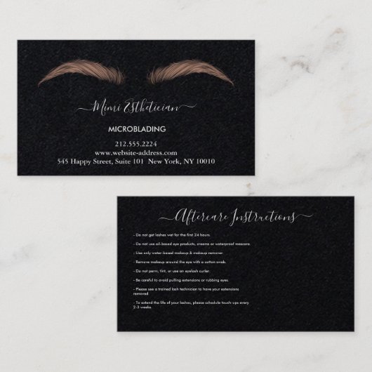 Nazorginstructies Eyebrow Ros Microblade Logo Visitekaartje (Voorkant / Achterkant)