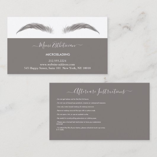 Nazorginstructies Eyebrow Ros Microblade Logo Visitekaartje (Voorkant / Achterkant)