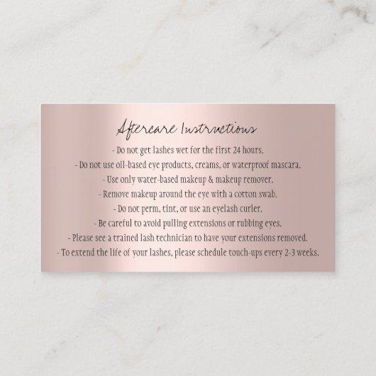 Nazorginstructies Eyebrows Crown Logo Roos Visitekaartje (Achterkant)