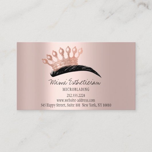 Nazorginstructies Eyebrows Crown Logo Roos Visitekaartje (Voorkant)