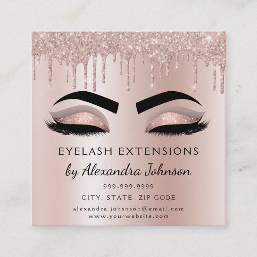 Nazorginstructies Eyelashes Roos Gold Pink Vierkante Visitekaartje (Voorkant)