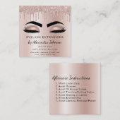 Nazorginstructies Eyelashes Roos Gold Pink Vierkante Visitekaartje (Voorkant / Achterkant)