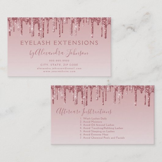 Nazorginstructies Eyelashes Roos Gold Visitekaartje (Voorkant / Achterkant)
