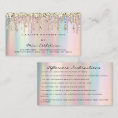 Nazorginstructies Glitter Gold Holograaf Drip Visitekaartje (Voorkant / Achterkant)
